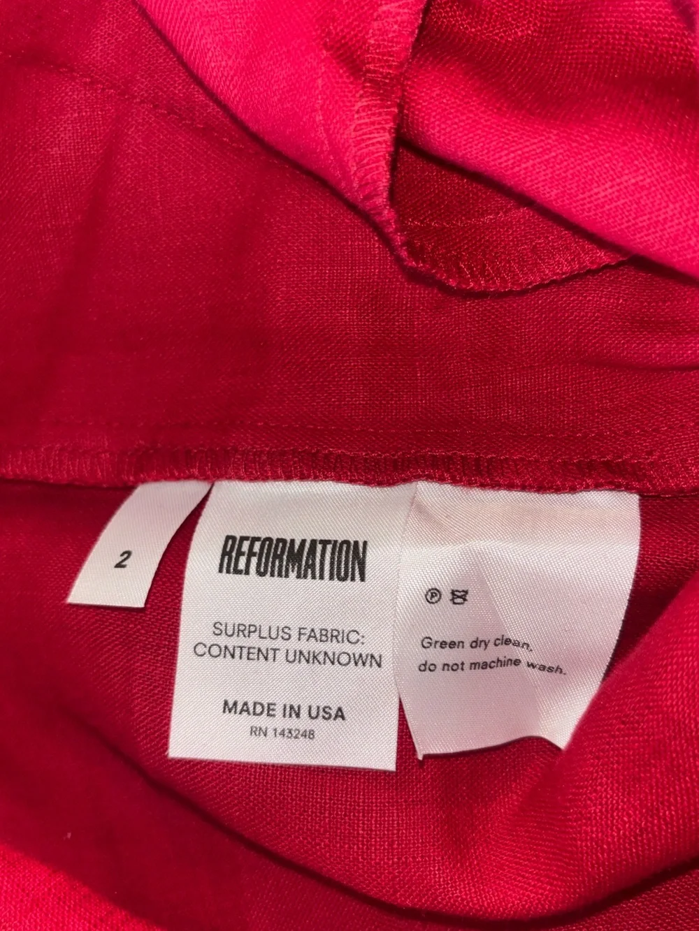 Reformation Women’s Size 2 Red High-Waisted Linen Wide-Leg Pants